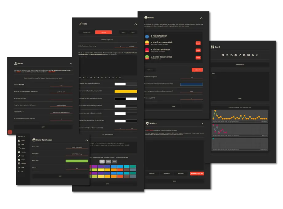 Chat Admin Panel - style, rooms ,settings, stats