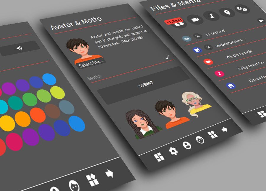 Chat Settings/Avatar/Profile panels